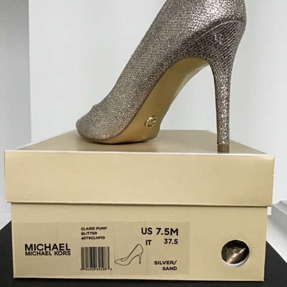 Michael Michael Kors Claire silver/gold high heel shoes size 7 1/2 - Picture 9 of 13